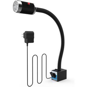Strong Magnetic Work Light, 1080 Lumens Led Machine Light with Strong Magnetic Base, 23in Flexible Gooseneck Magnetic Lamp for Lathe and Drill Press, 9W 120V