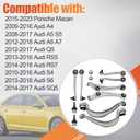 Front Lower Upper Control Arm Suspension Kit Compatible with Audi A4 A5 S5 A6 A7 Q5 RS5 RS7 S4 S6 SQ5 2008-2018, For Porsche Macan 2015-2023 Replace 8K0407505A 8K0407506A 8K0407509A
