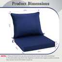 PLTCAT All-Weather Comfort Deep Seat Cushions, Fade-Resistant Patio Chair Cushion Set (Navy Blue, 24" x 24" + 24" x 20") with Removable Cover for Pation Furniture