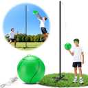 GADFISH Backyard Tetherball Set with Ball & Rope, Adjustable Tetherball Set, Traditional Tetherball Equipment for Playing Outdoor, Lawn, Sand (Black)