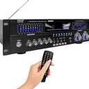 Pyle 6-Channel Bluetooth Hybrid Home Amplifier - 1600W Home Audio Rack Mount Stereo Power Amplifier Receiver w/ Radio, USB/AUX/RCA/MIC, HD/OPT/COAX, AC-3, DVD Inputs, Dual 10 Band EQ - PREA90WBT