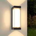 24W Outdoor Wall Light Fixtures, Exterior IP65 Waterproof LED Lantern, Black Porch Lights with Double Lampshades, 3000LM 3000K Sconces Wall Mount, Modern Wall Lamps for Garage Front Door Garden