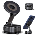 Vacuum Magnetic Suction Phone Holder, Foldable and Retractable Hands-Free Suction Cup Phone Mount for Car/Gym/Mirror/Smooth Surface, Compatible with iPhone & Android (Black-360° Rotating Base)