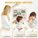 DOLLAR BOSS Bulletin Boards with Linen 1-Pack 16''X 12'' Double-Sided Cork Board for Walls Wood Framed Bulletin Boards, Small Pin Board for Home Kitchen Office Decorative Hanging 10 Pushpins (White)