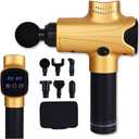 TOLOCO Massage Gun Deep Tissue, Percussion Massage Gun with 10 Replacement Heads, Super Quiet Portable Electric Massager for Athletes, Relax, Black