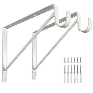 Kunzye 2 Pack Heavy Duty Closet Shelf & Rod Brackets, Black Steel, Wall Mount, Clothes Hanger Pole Support, Closet Shelves Bracket with Rod Shelving Support