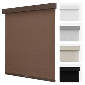 Joydeco 100% Blackout Roller Shades Cordless Blinds for Windows, Free-Stop Shades, UV Protection, Natural Woven Blinds for Home and Office, Light-Proof Aluminum Cover (22" W x 75" H, Coffee)