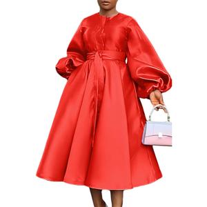 SHINFY Casual Church Dresses for Women Satin Long Sleeve A Line Semi Formal Fit Maxi Long Dresses with Pockets (Medium, Red) SHINFY Casual Church Dresses for Women Satin Long Sleeve A Line Semi Formal Fit Maxi Long Dresses with Pockets (Medium, Red)