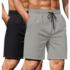 COOFANDY Men's 2 Pack Gym Workout Shorts 7 Inch Athletic Shorts Quick Dry Running Shorts with Pockets (L)