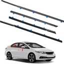 Window Molding Trim Seal for Honda Civic 2012-2015 Accessories, Outer Door Black Rubber Weather Stripping Belt, Replacement 72450-TR0-A01 (4PCS)