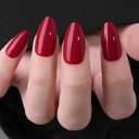 evpct Glossy Press on Nails Short Almond Short for Women, Dark Red Fake Nail with Kits Salon Quality Reusable Stick on Nails In 15 Sizes 30Pcs Full Cover False Nail Soft Gel Set Kit for Gift, 27 (30 Fl Oz (Pack of 1))