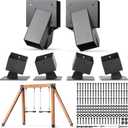 4pcs Heavy Duty Swing Adjustable Bottom Brackets, 2pcs Top Brackets（Black）