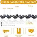 A ANLEOLIFE 4 Pack R55 Semi Chisel Chainsaw Chain for 16 inch Bar .043" Gauge 3/8 inch Low Profile Pitch, 55 Drive Links, Replacement Low-Kickback Chainsaw Blade