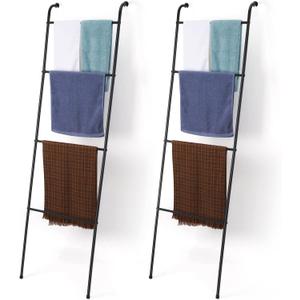2 Pack Blanket Ladder Decorative Towel Rack Holder for Bathroom, Wall Leaning Metal Drying Quilt Stand for Living Room Bedroom Farmhouse Home Decor, for Women Mom Mother Her Wife - Black