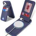 case for iPhone 15 Plus magsafe Wallet Compatible with Card Holder Back Credit Slots PU Leather Stand Shockproof Phone Cover for Women and Men-Blue