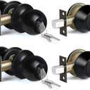 BESTTEN 2 Pack Keyed Same Exterior Door Knobs and Single Cylinder Deadbolts Combo Set, Keyed Alike Entry Door Knobs with Locks and Keys for Entrance and Front Door, Matte Black