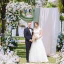 Putros Heavy Duty Backdrop Stand 8ft x 8ft Gold Pipe and Drape Kit Adjustable Metal Backdrop Sand for Wedding Photobooth Exhibition Decoration