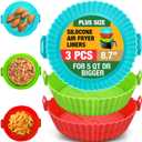 3 Pack Air Fryer Silicone Liners for 5 QT or Bigger, Reusable Food Grade Silicone Airfryer Liners Pot Baking Basket Accessories Replacement of Flammable Disposable Parchment Paper Top 8.7 inch