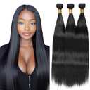BilltiiWW Bundles Human Hair Straight Bundles Color 1B Natural Black Straight Human Hair Bundles 22 24 26 Inch Weave Soft and Silky for Women