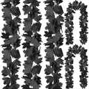 CQURE 5 Pack Black Fall Leaf Garland, Halloween Garland Hanging Vines Artificial Fall Maple Leaves Thanksgiving Decor for Home Wedding Fireplace Party