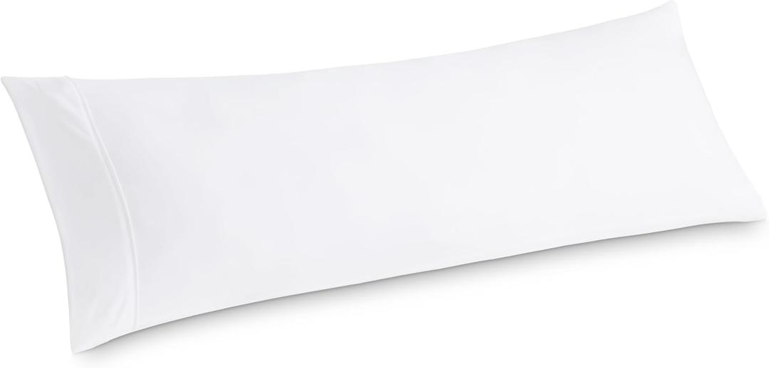 Bedsure Body Pillow Case Cover - White Brushed Microfiber Long Pillow Cases, Ultra Soft and Cozy Body Pillowcase with Envelope Closure, Wrinkle, Fade and Stain Resistant, 1 Pack, 20x54 Inches
