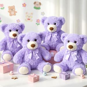 Civaner 4 Pack 14 Inches Teddy Bears Plush Stuffed Animals Cute Soft Bears Gifts Bulk for Women BFF Girlfriend(Purple)