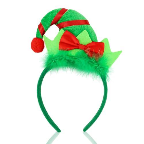 KEUKORZ Christmas Elf Hat Headbands Green Elf Costume Bow Headband Holiday Costume Accessories Christmas Party Accessories