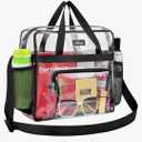MAY TREE Clear Bag for Stadium Events 12×6×12 Clear Tote Lunch Bag with Reinforced Strap for Work, Concert and Sports, Black