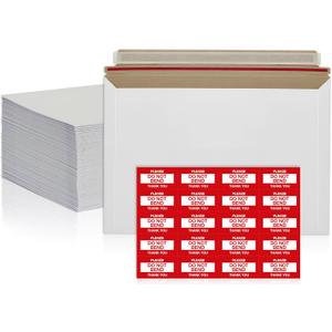 100 Pack 6.5x4.5 inches Rigid Mailers Self Seal Photo Document Cardboard Mailers, Stay Flat White Cardboard Shipping Envelopes, Photography Mailer for CD, Photos, Document