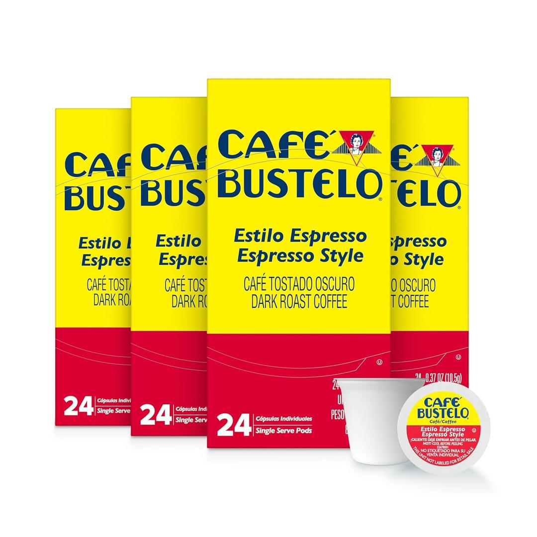 Café Bustelo Espresso Style Dark Roast, Single Serve Coffee Pods, 24 Count (Pack of 4) BBD 5DEC26
