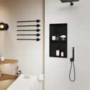 Stainless Steel Shower Niche, 12" x 24" No Tile Needed Recessed Wall Niche with Shelf for Bathroom Storage (Matte Black)