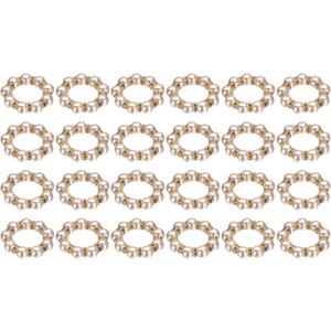 uxcell 24Pcs Pearl Napkin Rings, 1.57"(OD) Imitation Beaded Elegant Plastic Serviette Holder Buckle for Dinner Reception Party Banquet Table Decor, Pink and Gold