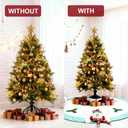 2 x 48in Christmas Tree Mat for Under Tree,Blue and White Christmas Tree Skirt for 7.5FT Tree,Rustic 3D Snowman Xmas Tree Mat Decorations Winter New Year Holiday Party Decor Indoor Outdoor