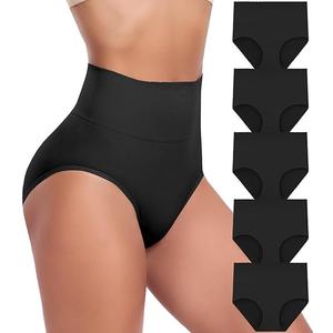 Women's Briefs Underwear High Waist Tummy Control Full Coverage Panties, Ladies Postpartum Underpants 5 Pack, Size M