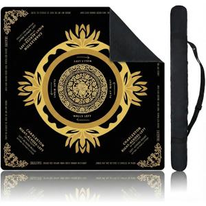 Black Mahjong Mat for Table, American Mahjong Mat with Printed Rules, 31.5" x 31.5", Anti-Slip, Noise-Reducing Table Cover for Mahjong, Poker, Board Games, Dominoes, and Card Games.