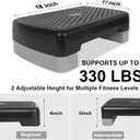 Height-Adjustable 4"-6" Step Aerobics Platform Fitness Equipment Stepper Trainer Exercise Step Platform with 2 Riser, 18" X 11" X 4"-6''