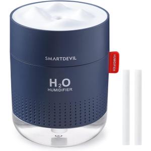 SmartDevil Small Humidifiers, 500ml Desk Humidifiers, Whisper-Quiet Operation, Night Light Function, Two Spray Modes, Auto Shut-Off for Bedroom, Babies Room, Office, Home (Dark Blue)