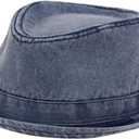 Men's Casual Vintage Style Washed Cotton Fedora Hat (Large-X-Large, Navy-f2232)