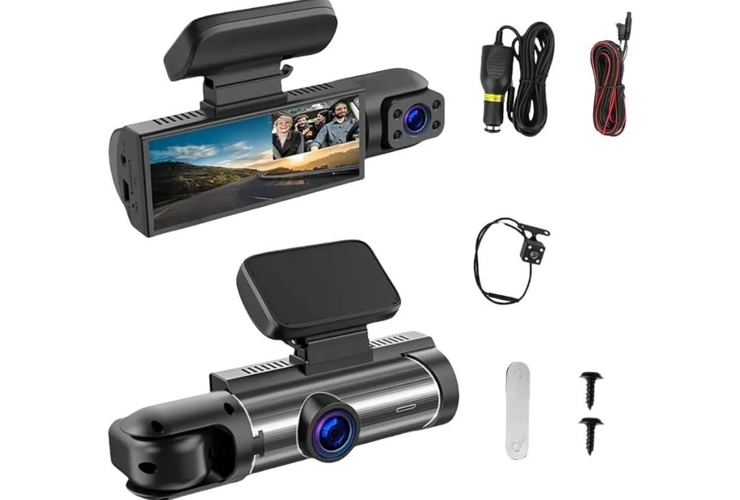 Front & Rear Dashcam,150° Wide Dashcam,Night Vision,180° Rotatable Interior View, 24H Parking Monitor, Loop Recording (Triple Recording)