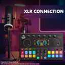 Podcast Equipment Bundle, RGB Audio Interface Mixer with Dynamic XLR/USB Microphone, Desktop Stand, Noise Reduction, Voice Changer, for Vocal Recording, Podcasting, Streaming, Gaming,TikTok