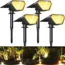 Biling Solar Spot Lights Outdoor, Bright 700 Lumen Solar Outdoor Lights IP67 Waterproof Adjustable Landscape Spotlights for House Tree Patio Pathway Yard Garden Driveway - Warm White(4 Pack)