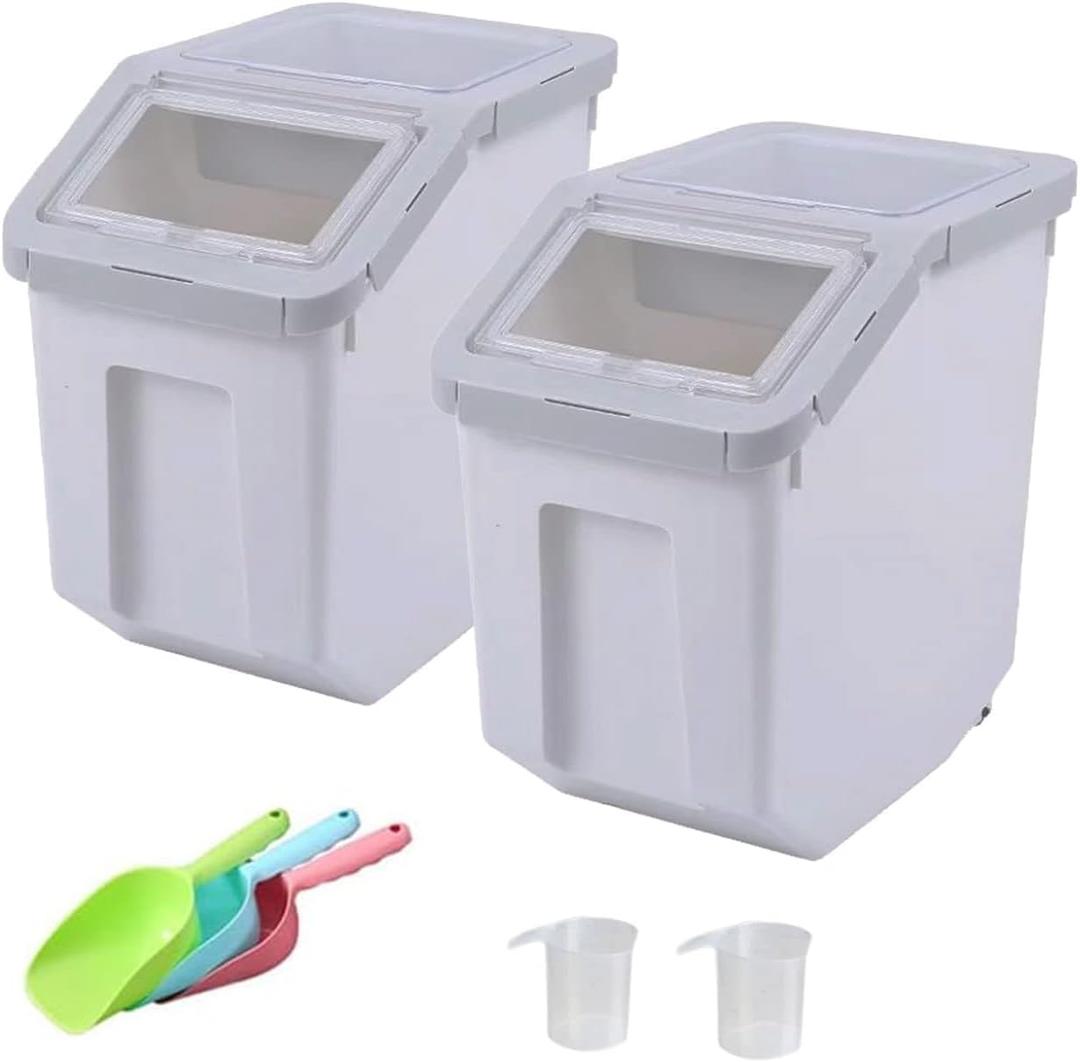 RUIAN Dog Food Storage Container 20Lb, Airtight Pet Food Storage Bin with Locking Lid, Wheels, Measuring Cup & Scoop, Large 10kg Capacity Dry Food Dispenser for Freshness, Easy Mobility and Feeding