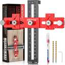 Enhanced Model Cabinet Hardware Jig,Adjustable Cabinet Handle Template Tool for Knobs,Handles and Pulls,Drawer Hardware Jig for Drawer Cabinet Installation,High Precise Woodworking Drill Guide (Red)