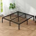 Chroark Metal Platform Bed Frame Queen Size, 14 Inch Height with Heavy Duty Steel Support, No Box Spring Needed, Easy Assembly and Underbed Storage,Black