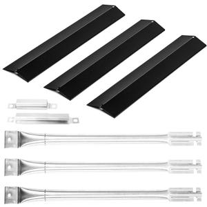 GRISUN Grill Replacement Parts for Oklahoma Joe Longhorn Combo Grills, Stainless Steel Grill Burner, Porcelain-Enameled Heat Plate with Adjustable Crossover Tubes