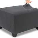 NeColorLife Stretch Ottoman Cover Square Soft Knitted Jacquard Washable Thick Storage Foot Stool Cover for Square and Rectangle Ottomans Dark Grey, Large