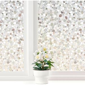 LEMON CLOUD Window Film, Vinyl Clings, Stained 3D Decorative Stickers for Glass, Static Door Window Covering, Tinted Window Decals, Frosted Privacy, Self-Adhesive, Pebble Pattern (23.6In X 78.7In)