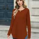 Laughido Women's Casual Raglan Long Sleeve Tunic Round Neck Curved Hem Loose Fit 2025 Basic Long Sweatshirt (M)