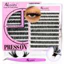 2 x Self Adhesive Eyelashes, No Glue Needed Lashes DIY Lash Cluster Eyelash Extensions Kit 8‑18mm,40D, 200pcs Fluffy D Curl Soft Natural Lashes with Tweezers–Fake Cat Eye Wispy Individual NG50P8