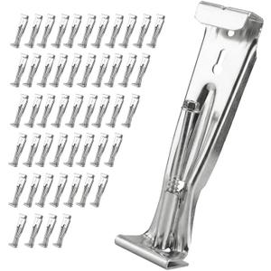 5 Inch 50 Pack Gutter Hangers, Heavy Duty Hidden Rain Gutter Brackets Fastener with Pre-Inserted Screw, Aluminum Gutter Brackets for Repairing Sagging Rain Gutters, Silver
